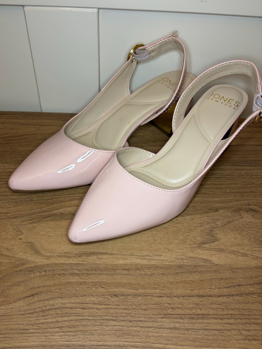 Jones New York Blush Patent Pointed-Toe Slingback Pumps